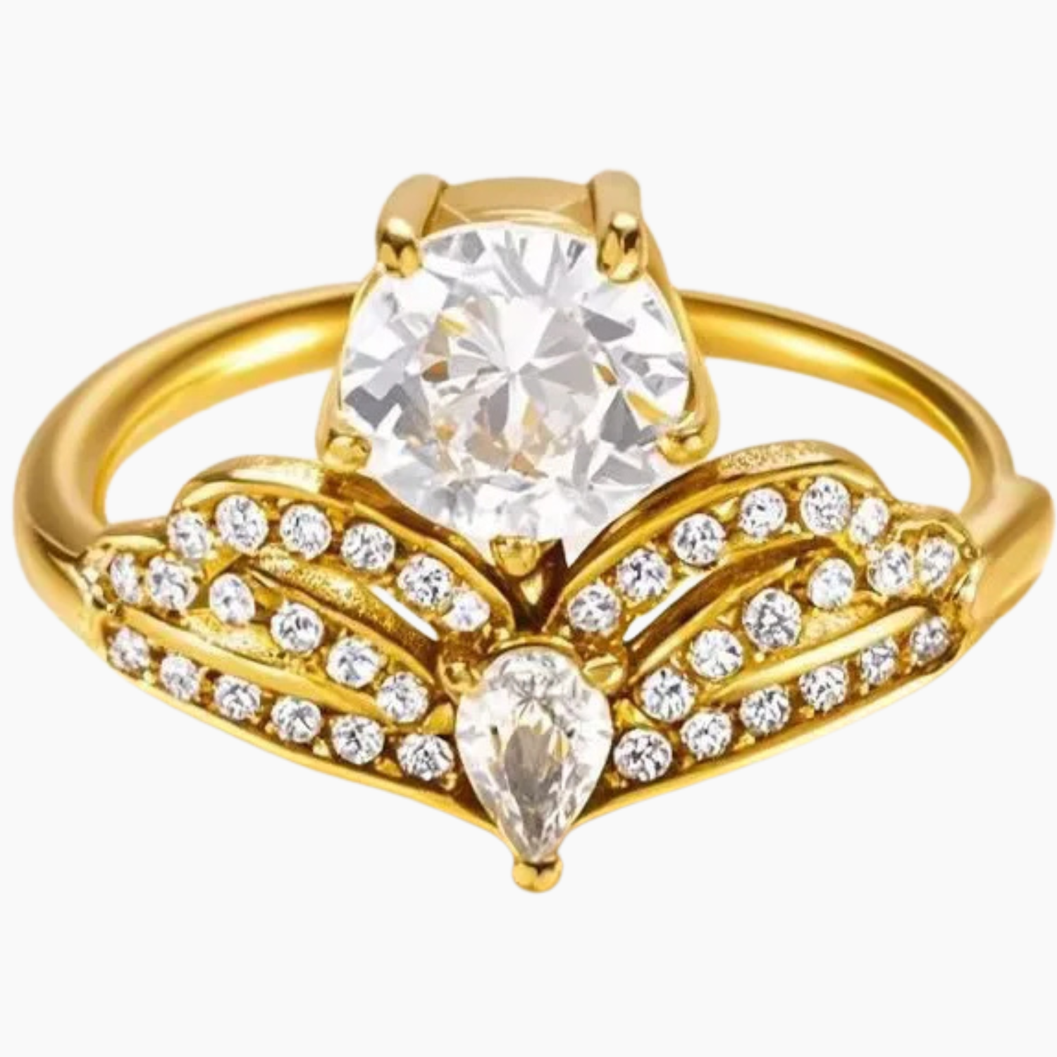 Golden Zircon Waterdrop Ring