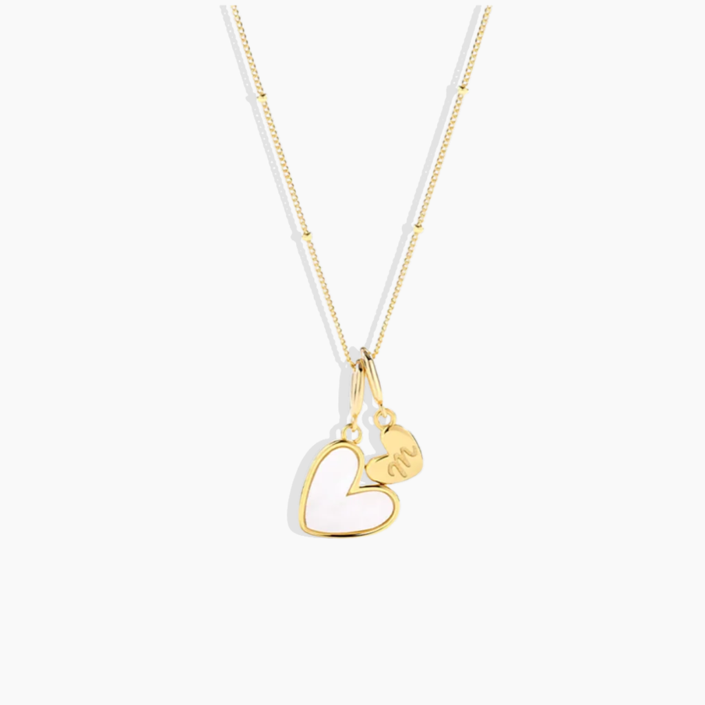 Mother Of Pearl Heart Initial Necklace