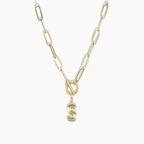 Initial Pendant Necklace with Paperclip Chain