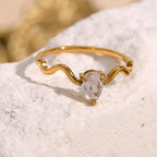 Elegant Drop Zircon Ring