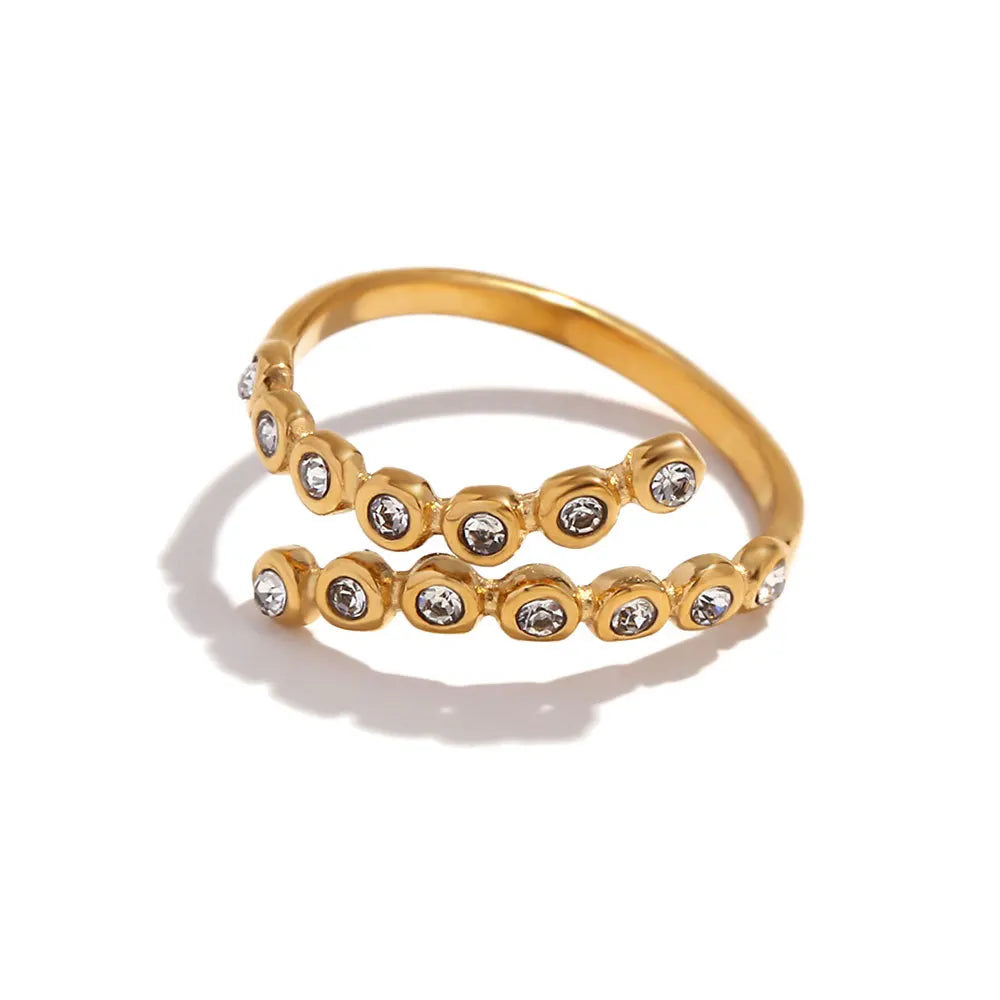 Sleek Gold Open Zircon Ring