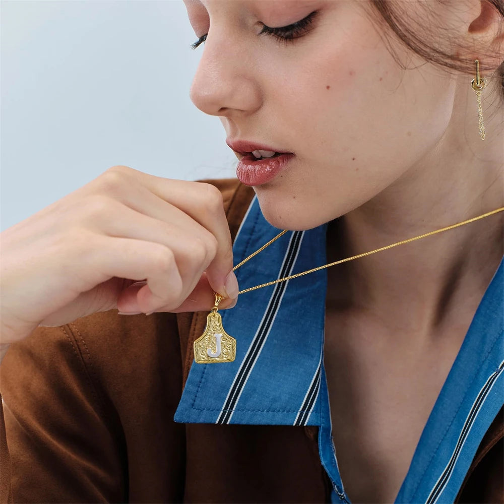 Minimal Initial Tag Necklace