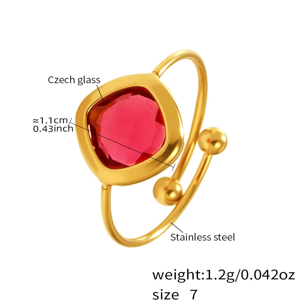 Gold Square Glass Open Ring