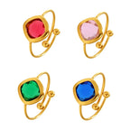 Gold Square Glass Open Ring