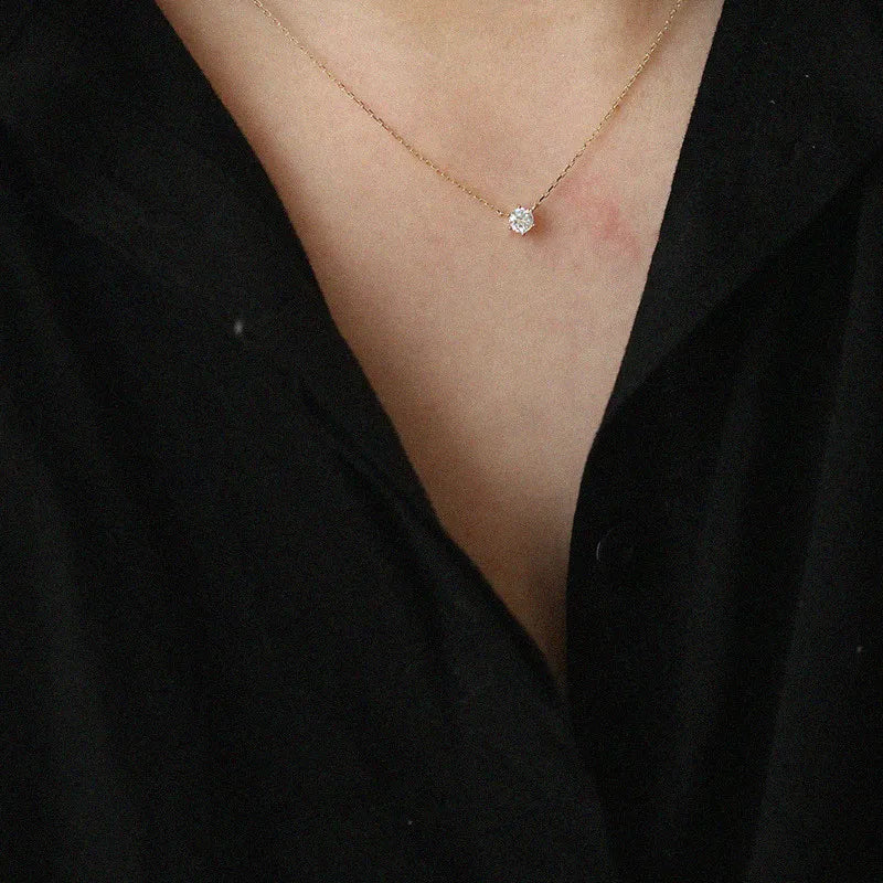 Dainty Gold Zircon Pendant Necklace