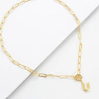 Initial Pendant Necklace with Paperclip Chain