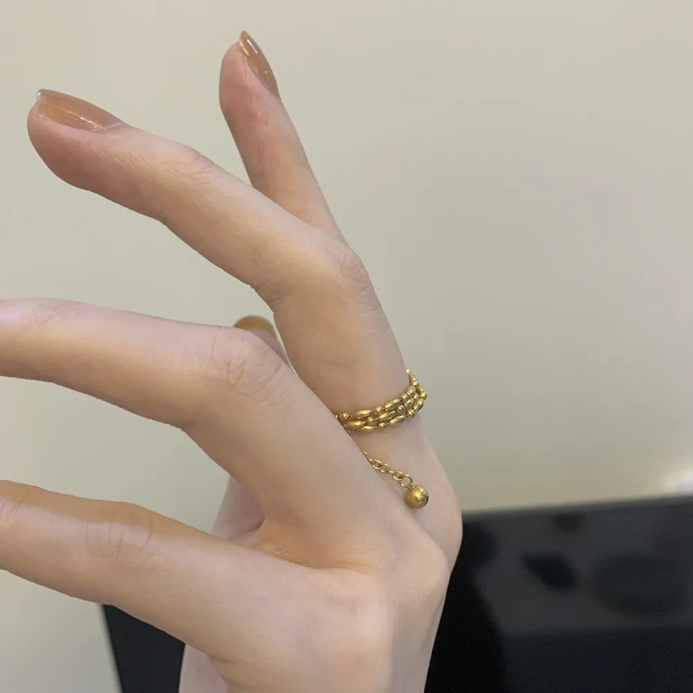 Gold Three Layer Chain Ring