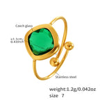Gold Square Glass Open Ring