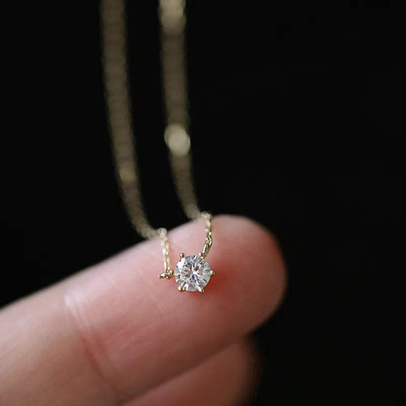 Dainty Gold Zircon Pendant Necklace