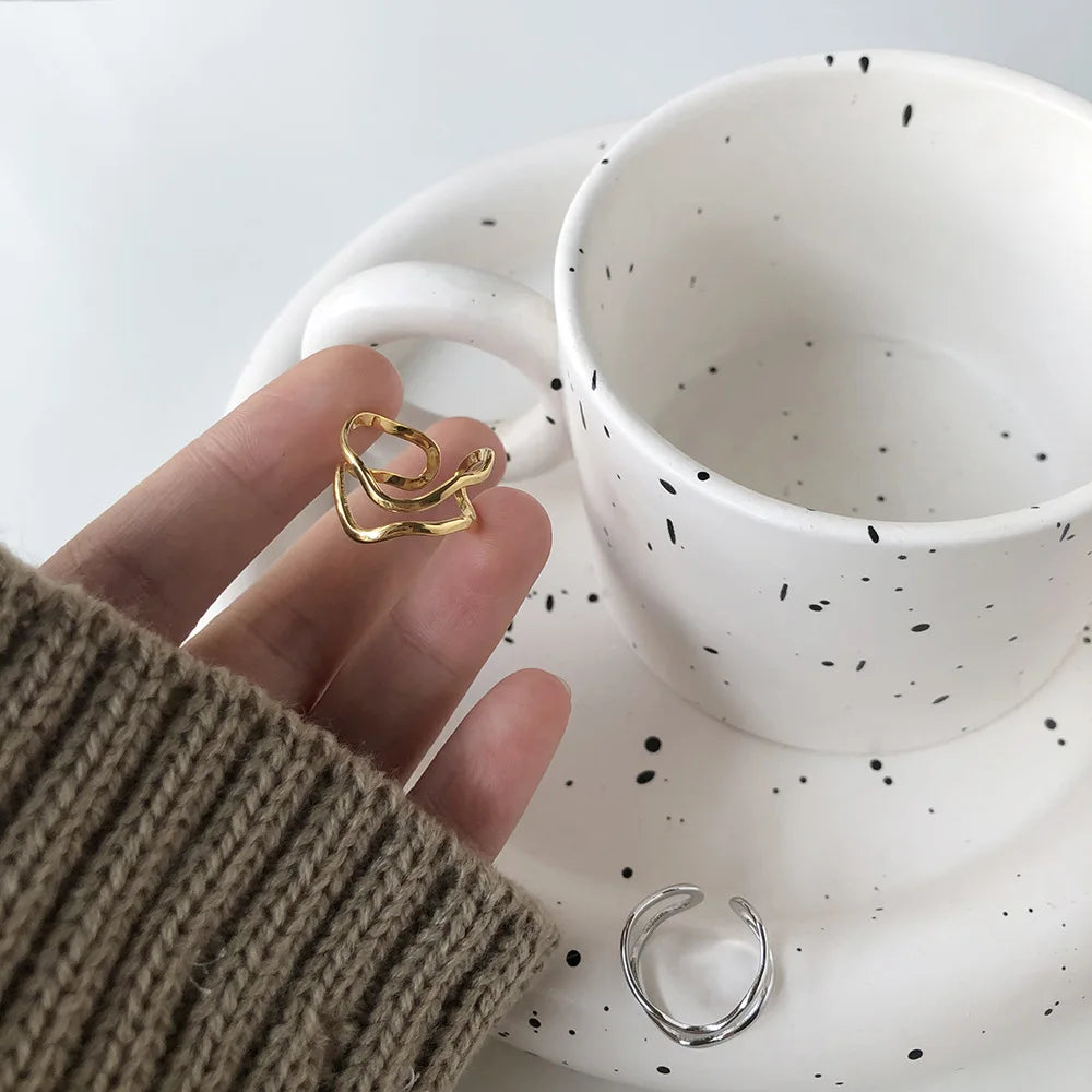 Gold Irregular V Geometry Ring