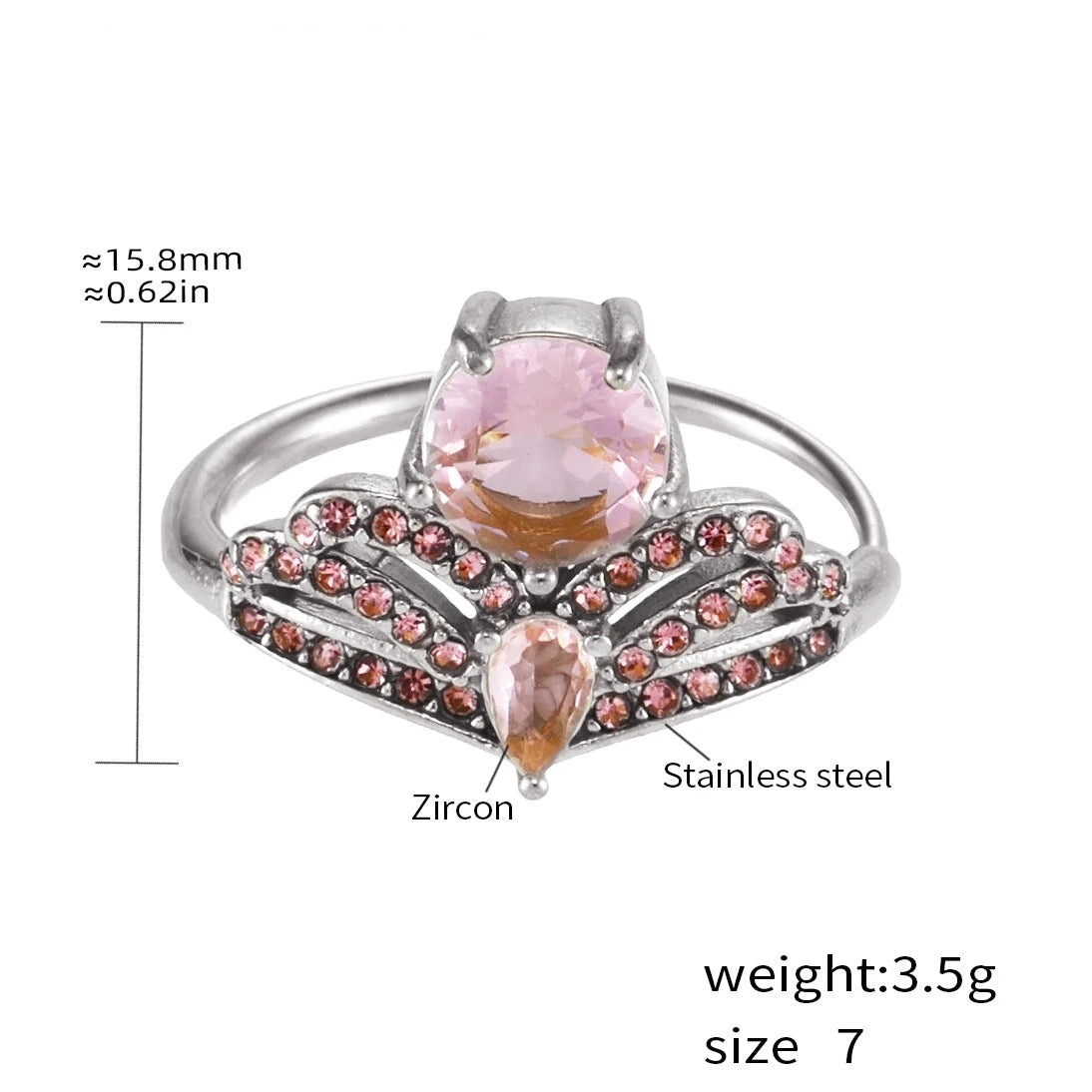 Golden Zircon Waterdrop Ring