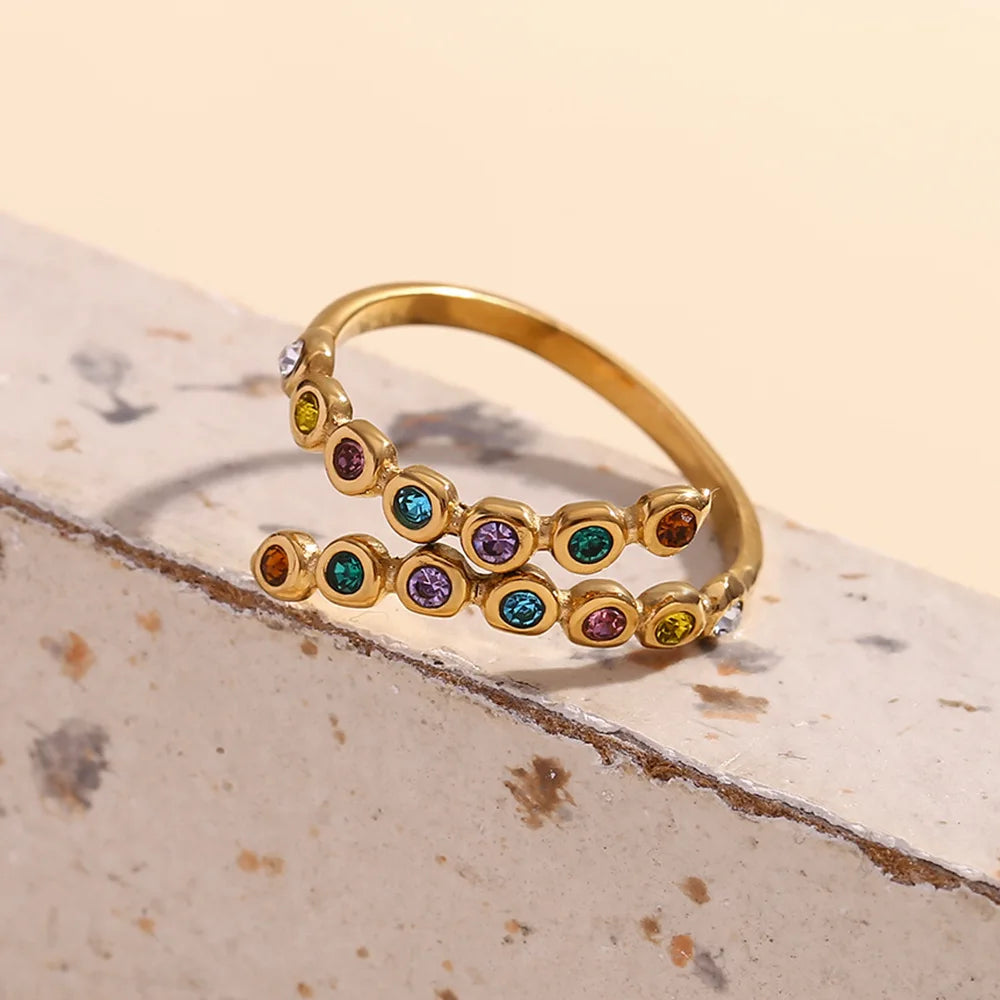 Sleek Gold Open Zircon Ring
