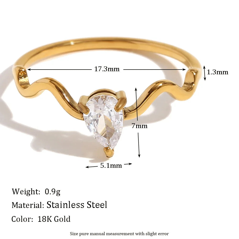 Elegant Drop Zircon Ring
