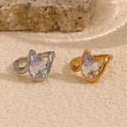Gold Waterdrop Zircon Ring
