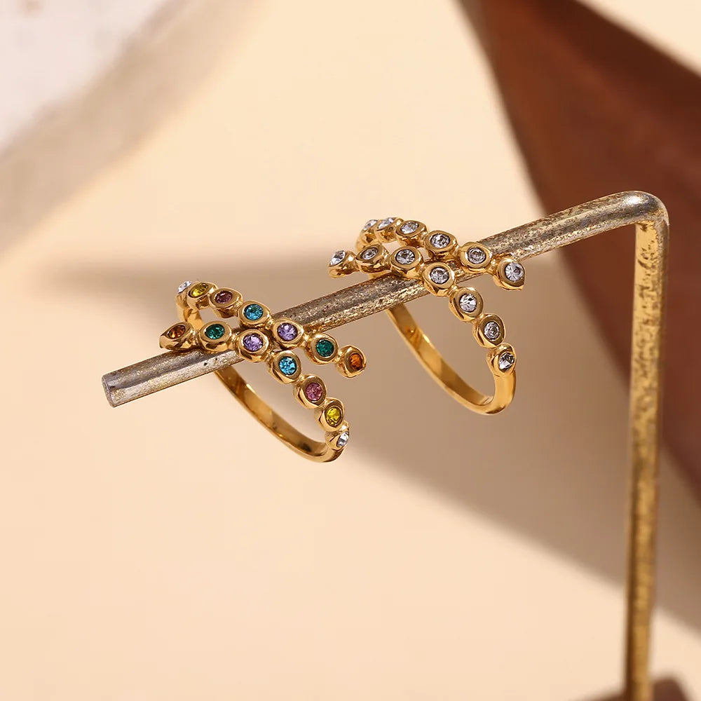 Sleek Gold Open Zircon Ring