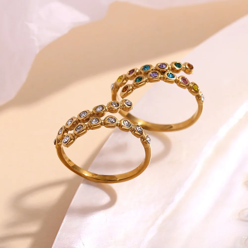 Sleek Gold Open Zircon Ring