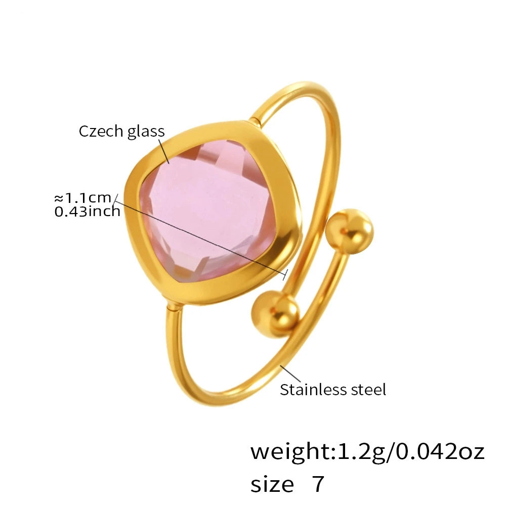 Gold Square Glass Open Ring
