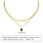 Gold Green Zircon Layered Necklace