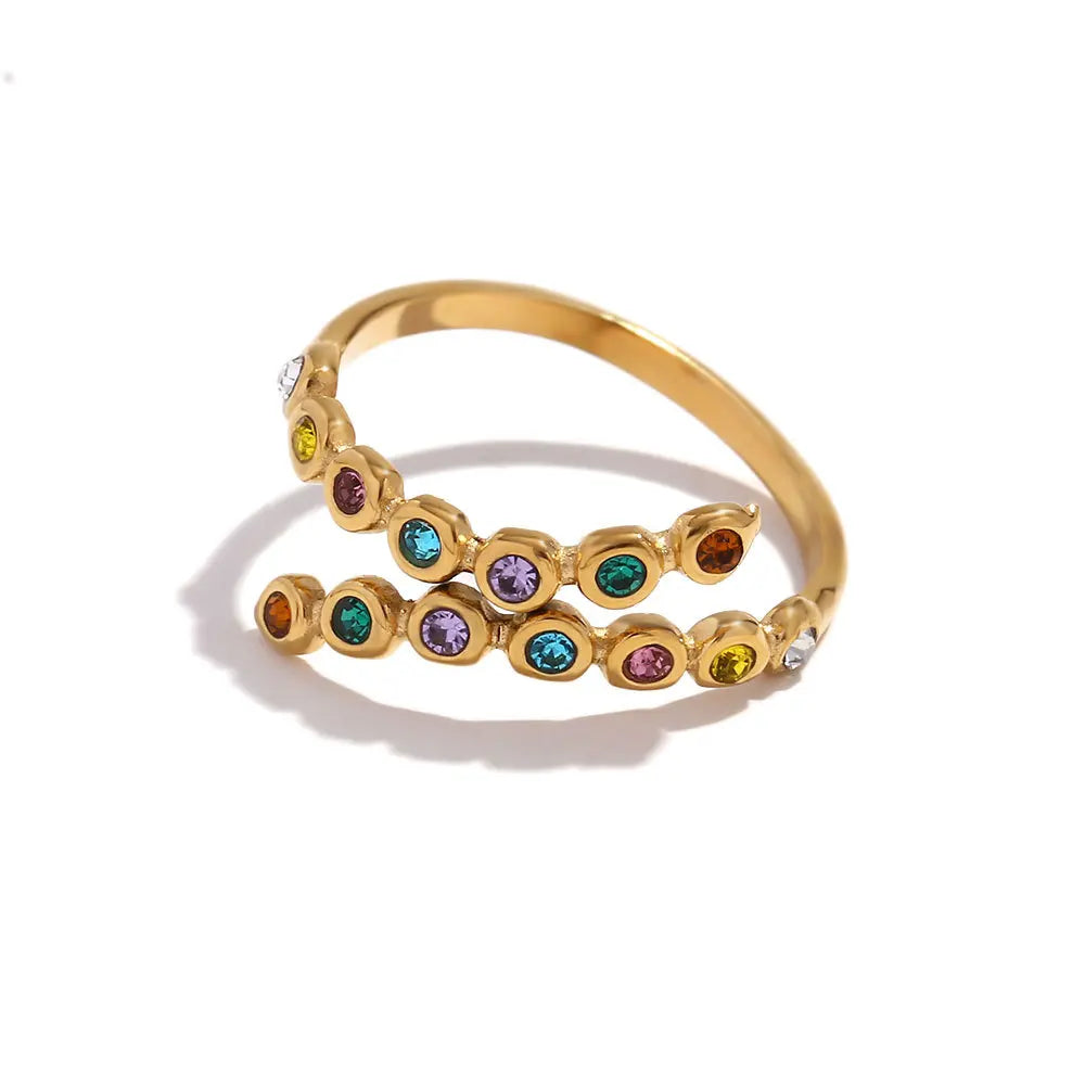 Sleek Gold Open Zircon Ring