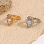 Gold Waterdrop Zircon Ring