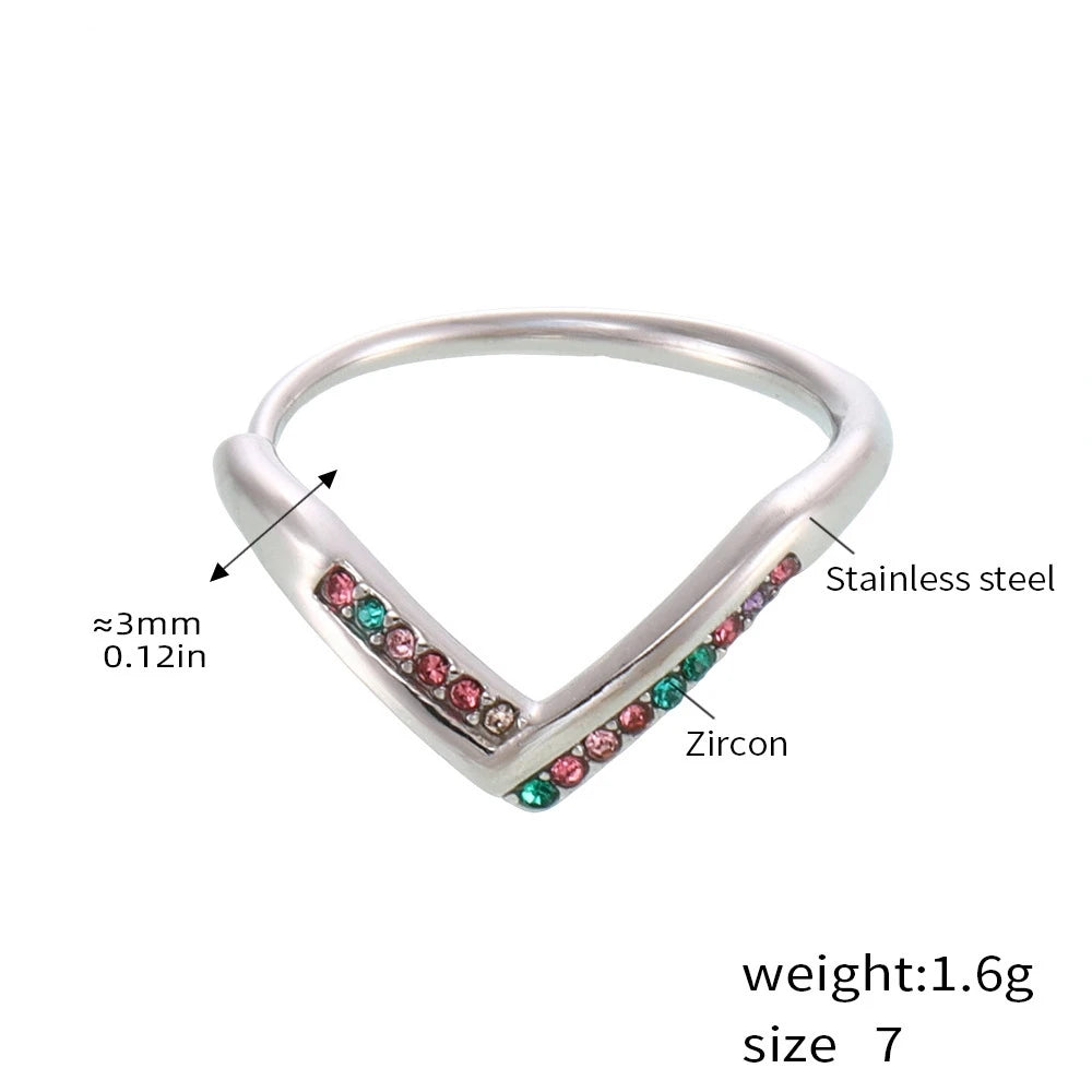 V Shape Gold Zircon Ring