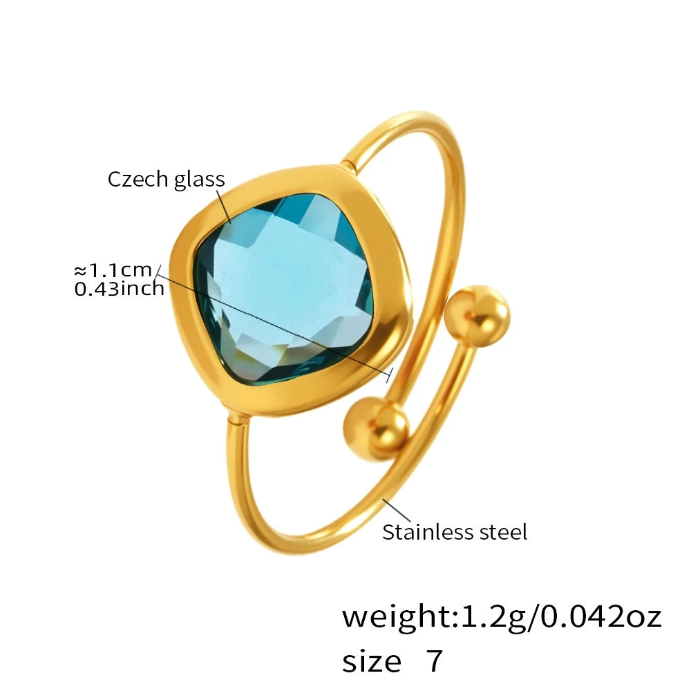 Gold Square Glass Open Ring