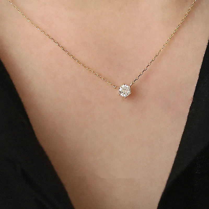 Dainty Gold Zircon Pendant Necklace