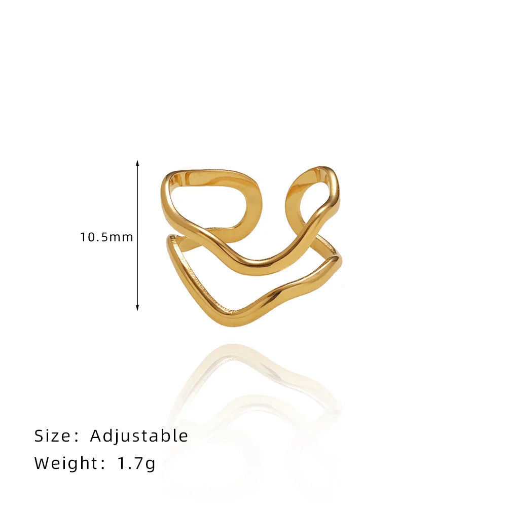 Gold Irregular V Geometry Ring