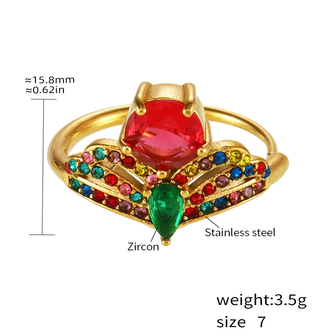 Golden Zircon Waterdrop Ring