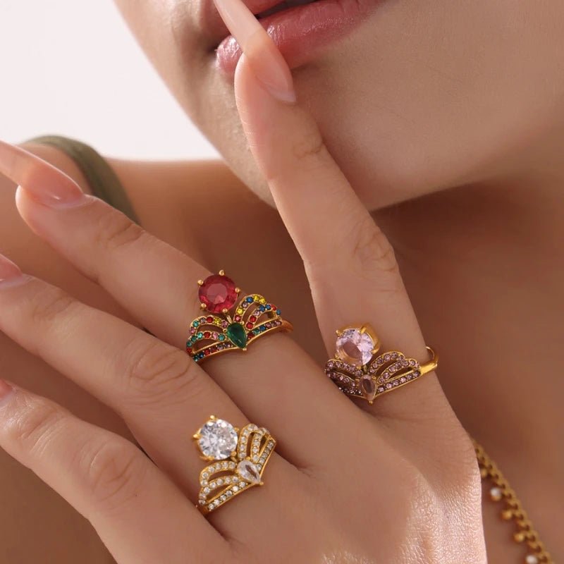 Golden Zircon Waterdrop Ring