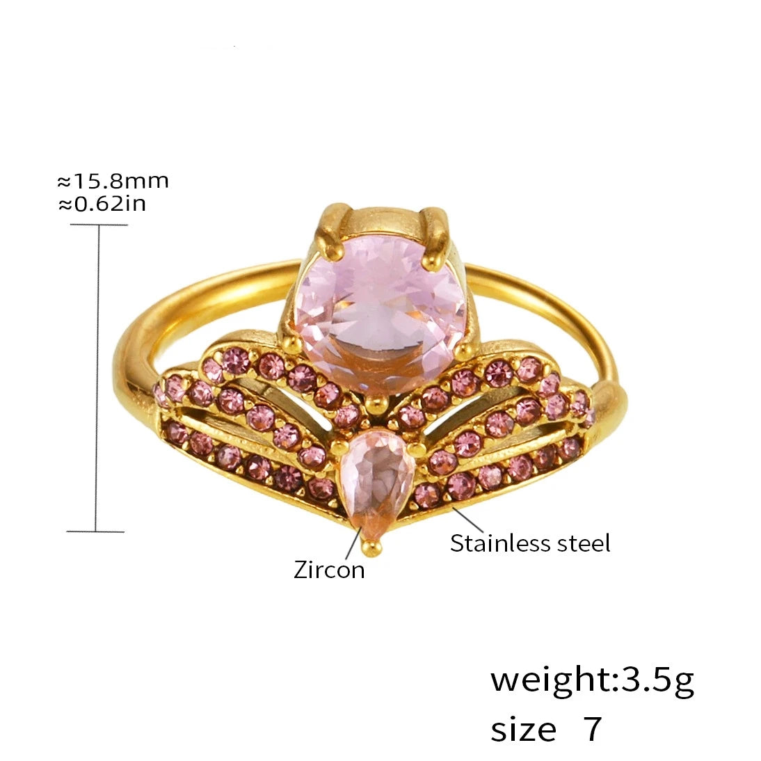 Golden Zircon Waterdrop Ring