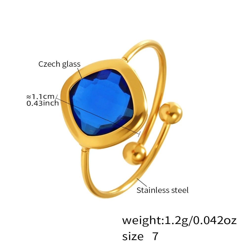 Gold Square Glass Open Ring