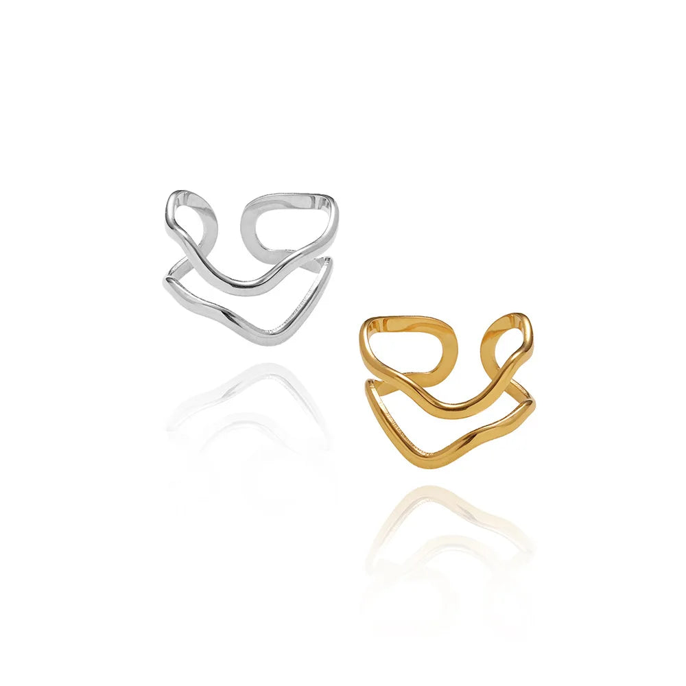 Gold Irregular V Geometry Ring