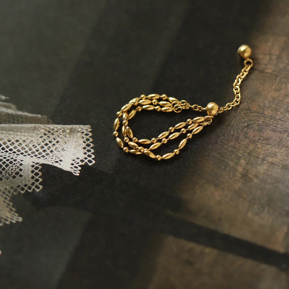 Gold Three Layer Chain Ring