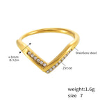 V Shape Gold Zircon Ring