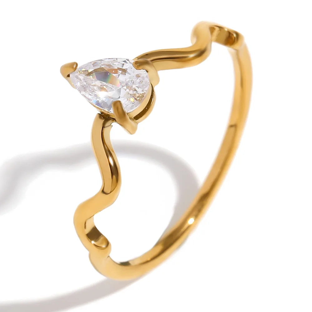 Elegant Drop Zircon Ring