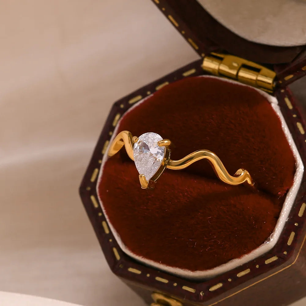 Elegant Drop Zircon Ring