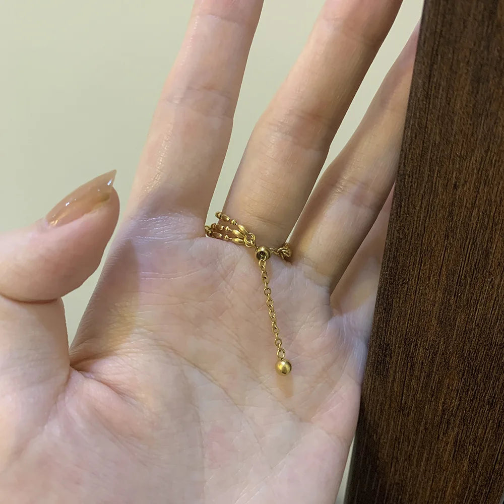 Gold Three Layer Chain Ring