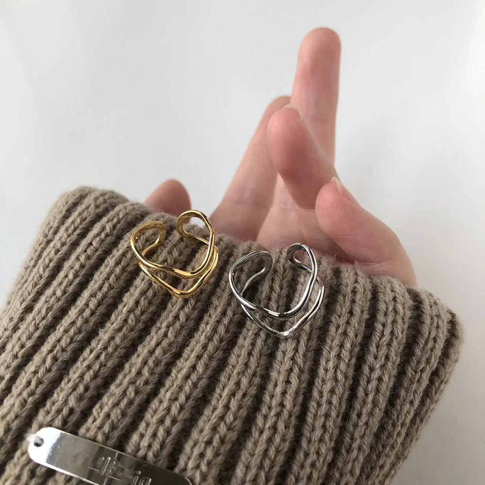 Gold Irregular V Geometry Ring