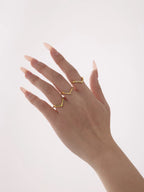 V Shape Gold Zircon Ring
