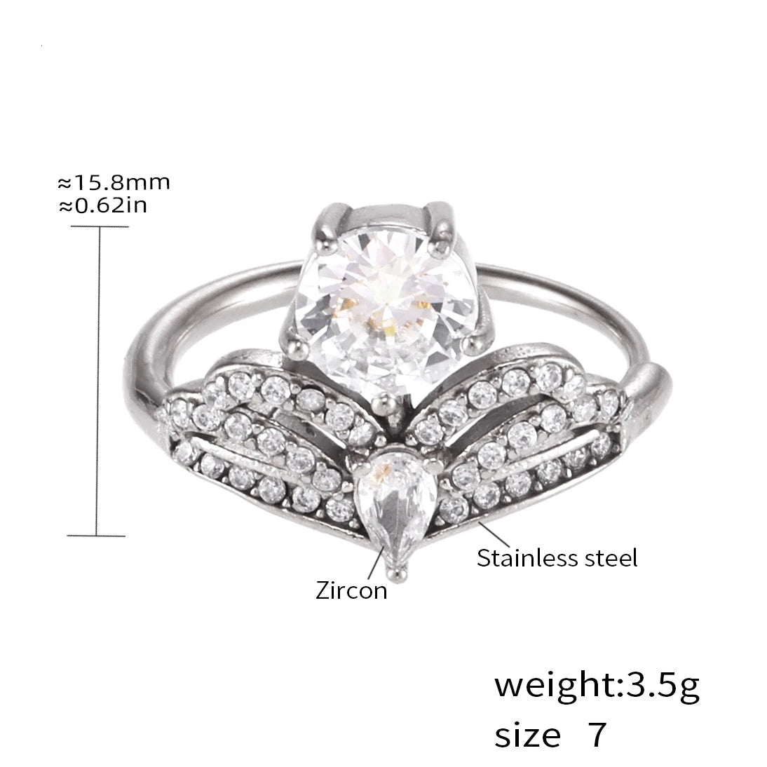 Golden Zircon Waterdrop Ring