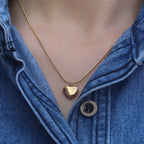 Polished Gold Puff Heart Necklace