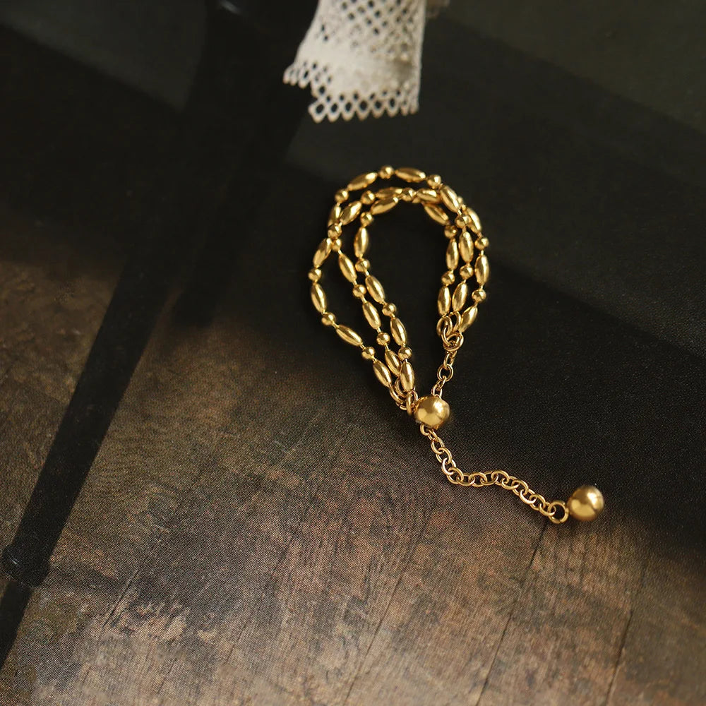 Gold Three Layer Chain Ring