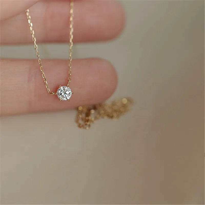 Dainty Gold Zircon Pendant Necklace