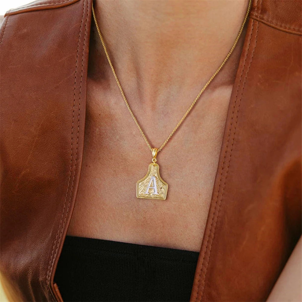 Minimal Initial Tag Necklace